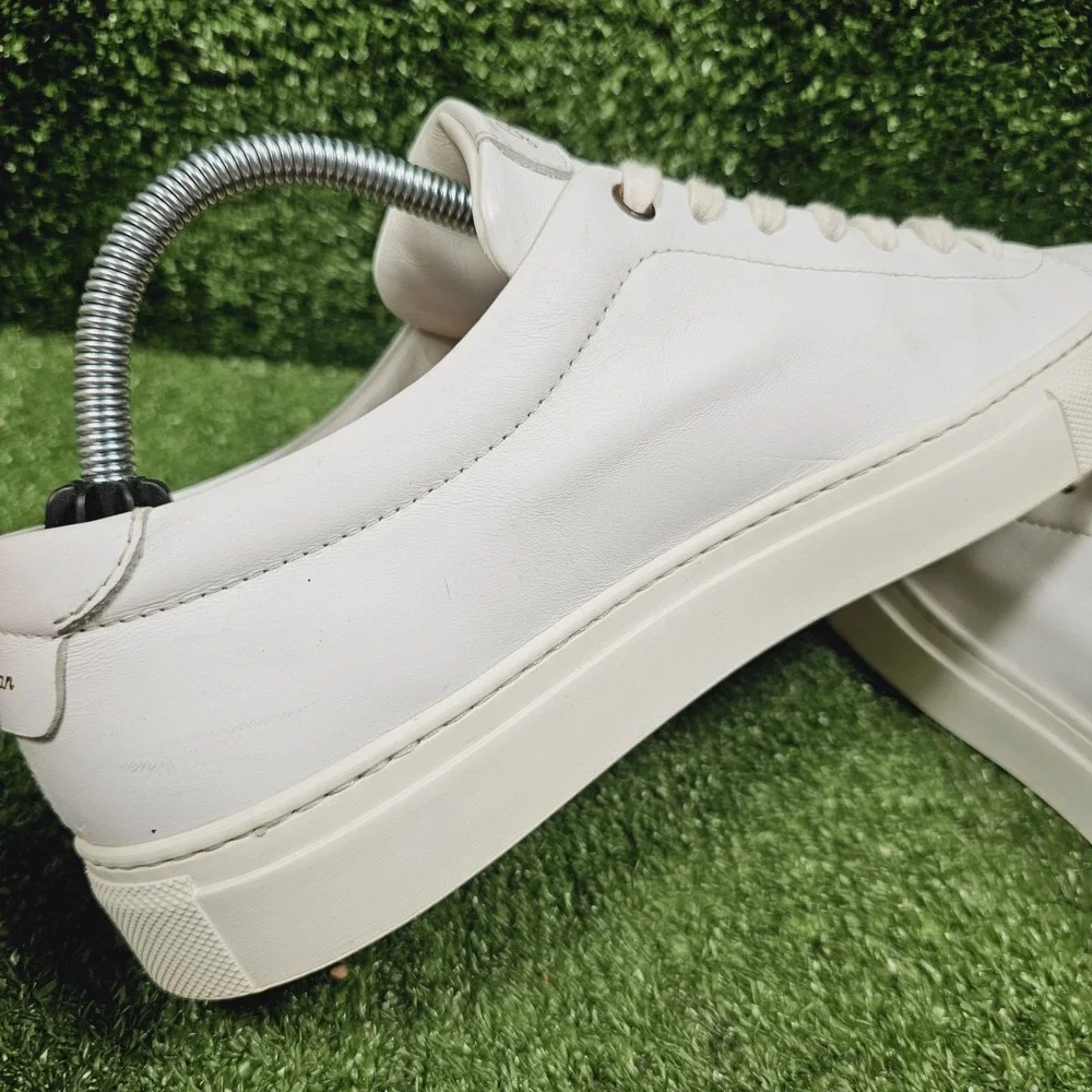 Goodman Brand Edge White Leather Low Top Lace Up Sneakers Mens Size 9